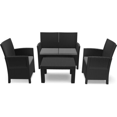Grand Soleil - Conjunto jardín con Sofá, 2 Sillones y Mesa - Muebles de exterior Grand Soleil - Conjunto jardín con Sofá, 2 Sillones y Mesa - Muebles de exterior
