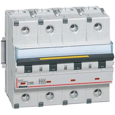 BTicino FT84C100 Disjoncteur 4P 100A - Courbe C - Publicité BTicino FT84C100 Disjoncteur 4P 100A - Courbe C - Publicité
