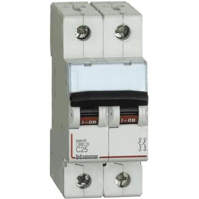 Bticino 2P 25A 4,5kA Curva C Interruptor Magnetotérmico Bticino 2P 25A 4,5kA Curva C Interruptor Magnetotérmico