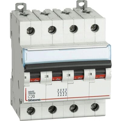 BTicino Disjoncteur 20A 4P - Max 400V - Protection fiable - Publicité BTicino Disjoncteur 20A 4P - Max 400V - Protection fiable - Publicité