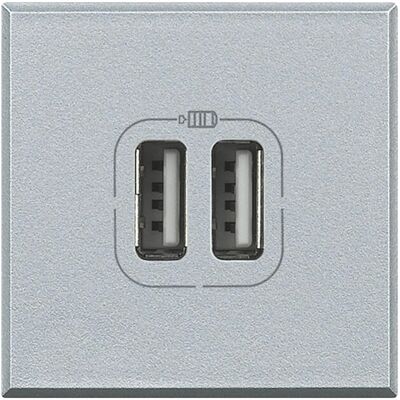 Prise Bticino HC4285C2 double USB grise - Prise mural Prise Bticino HC4285C2 double USB grise - Prise mural