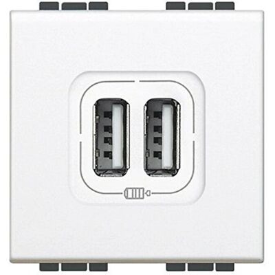 Chargeur USB Livinglight BTicino - 2 Ports - Blanc - Prise électrique - Publicité Chargeur USB Livinglight BTicino - 2 Ports - Blanc - Prise électrique - Publicité