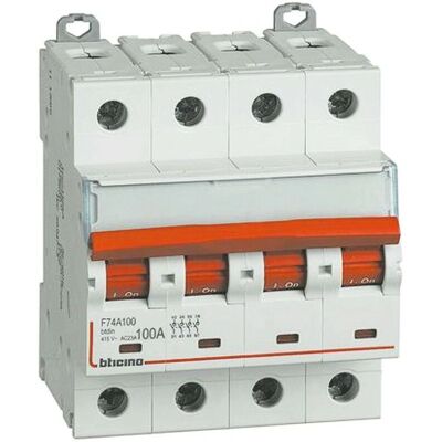 Bticino F74A100 - Sectionneur - 400V 100A 6 Modules - Publicité Bticino F74A100 - Sectionneur - 400V 100A 6 Modules - Publicité