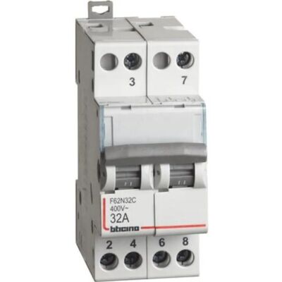 BTicino F62N32C Interrupteur double avec zéro centrale - 2 modules DIN - Publicité BTicino F62N32C Interrupteur double avec zéro centrale - 2 modules DIN - Publicité