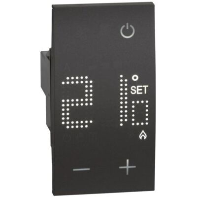 Legrand BTKG4441 Thermostat - Électronique, 2 Modules, Noir - Publicité Legrand BTKG4441 Thermostat - Électronique, 2 Modules, Noir - Publicité