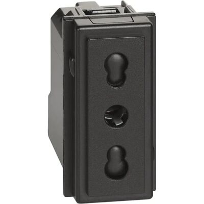 Bticino KM4180 Stopcontact - 2P+T, 10/16A, Zwart Bticino KM4180 Stopcontact - 2P+T, 10/16A, Zwart