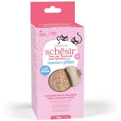 Schesir Mat för katter - Modell 21630103, Kyckling & Lax, Naturlig, 3x55g Schesir Mat för katter - Modell 21630103, Kyckling & Lax, Naturlig, 3x55g