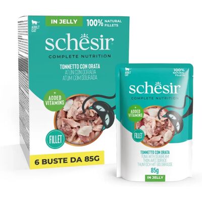 Schesir nedves macskaeledel - 24 x 85 g - Tonhal és dorádé zselében Schesir nedves macskaeledel - 24 x 85 g - Tonhal és dorádé zselében