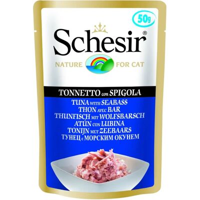 Alimento umido Schesir Tonno e Spigola per Gatti - Adulti Alimento umido Schesir Tonno e Spigola per Gatti - Adulti