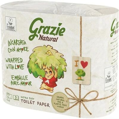 Papel Higiénico Grazie Natural - 4 Rulos 3 Capas Ecológico Papel Higiénico Grazie Natural - 4 Rulos 3 Capas Ecológico