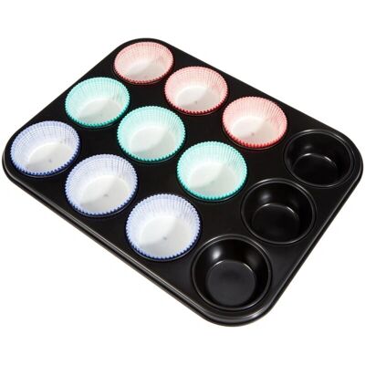 Guardini Gardenia Muffin-Backform - Moule à muffins pour 12, Grau Guardini Gardenia Muffin-Backform - Moule à muffins pour 12, Grau