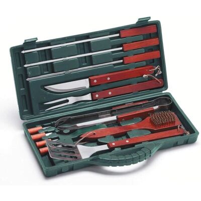 Ompagrill - Set Posate Barbecue - Acciaio/In legno - 12 pezzi Ompagrill - Set Posate Barbecue - Acciaio/In legno - 12 pezzi
