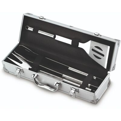 Ompagrill - Juego de cubiertos para barbacoa - 38cm - Acero inoxidable y aluminio Ompagrill - Juego de cubiertos para barbacoa - 38cm - Acero inoxidable y aluminio