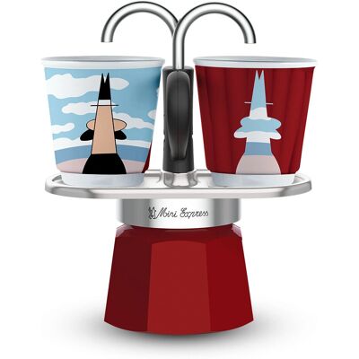 Bialetti Mini Express Magritte - Rot - Moka Topf Bialetti Mini Express Magritte - Rot - Moka Topf