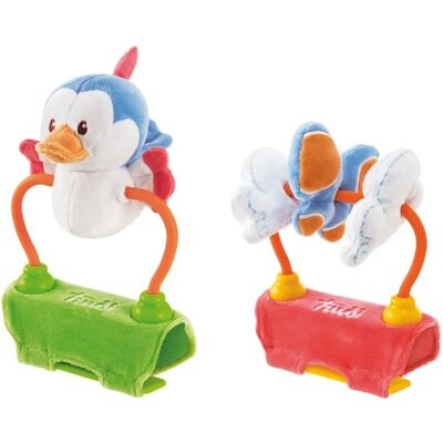 Jouet en peluche multicolore pour poussette - Oiseau et sons Jouet en peluche multicolore pour poussette - Oiseau et sons