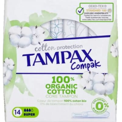 Tampones Compactos de Algodón Orgánico Tampax - 14 unidades Tampones Compactos de Algodón Orgánico Tampax - 14 unidades