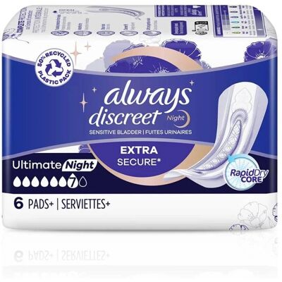 Always Discreet Merkki Yöside 6 Kpl Always Discreet Merkki Yöside 6 Kpl