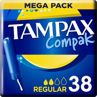 Tampons Tampax Compak Régulier - 38 unités Tampons Tampax Compak Régulier - 38 unités