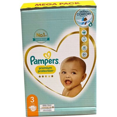 Pampers Protection Premium Taille 3 Couches - 111 pièces - Publicité Pampers Protection Premium Taille 3 Couches - 111 pièces - Publicité