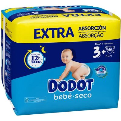Pañales Dodot Absorción Extra T3+ 66 uds - Noche Seco Bebé Pañales Dodot Absorción Extra T3+ 66 uds - Noche Seco Bebé