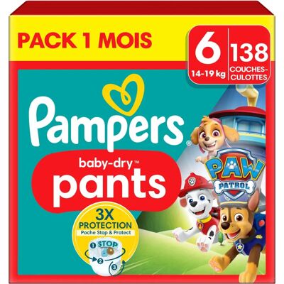 Pampers Couches culottes Baby-Dry Taille 6 (15+ kg) - 138 pièces. Pampers Couches culottes Baby-Dry Taille 6 (15+ kg) - 138 pièces.