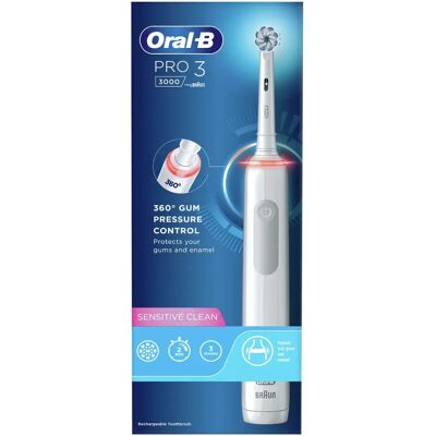 Brosse à dents électrique Oral-B Pro 3 3000 - Blanc Sensitive - Publicité Brosse à dents électrique Oral-B Pro 3 3000 - Blanc Sensitive - Publicité