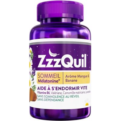 Merck ZzzQuil Sommeil 60 Gommes Arôme Mangue-Banane - Aide au Sommeil - Publicité Merck ZzzQuil Sommeil 60 Gommes Arôme Mangue-Banane - Aide au Sommeil - Publicité