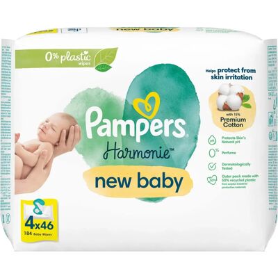 Pampers Harmonie Nouveaux Lingettes Bébé - 4 x 46 pièces Pampers Harmonie Nouveaux Lingettes Bébé - 4 x 46 pièces