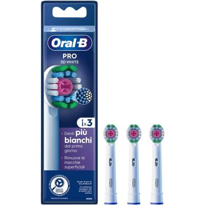 Testine Spazzolino Oral-B Pro 3D White - Confezione da 3 Testine Spazzolino Oral-B Pro 3D White - Confezione da 3