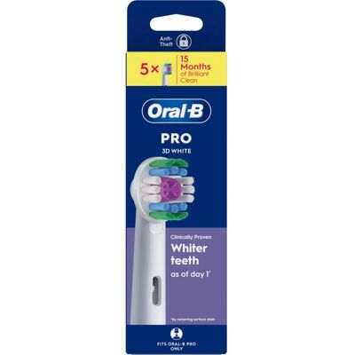 Oral-B Pro 3D White tannbørstehoder - Hvit - 5 stk Oral-B Pro 3D White tannbørstehoder - Hvit - 5 stk