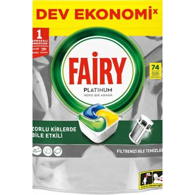 Fairy - Platinum Plus - Lemon - 74 tablets - Dishwasher Tablets Fairy - Platinum Plus - Lemon - 74 tablets - Dishwasher Tablets