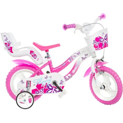 DINO Pink 12-Zoll Kinderfahrrad - Mädchenfahrrad mit Stützrädern DINO Pink 12-Zoll Kinderfahrrad - Mädchenfahrrad mit Stützrädern