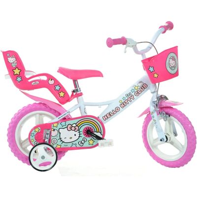 Bicicleta Hello Kitty 12" Dino Bikes com estabilizadores removíveis - Meninas 2-4 anos Bicicleta Hello Kitty 12" Dino Bikes com estabilizadores removíveis - Meninas 2-4 anos