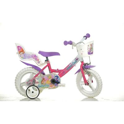 Bicicletta Dino 12" per bambine - Telaio in acciaio, pneumatici EVA, sella e manubrio regolabili Bicicletta Dino 12" per bambine - Telaio in acciaio, pneumatici EVA, sella e manubrio regolabili