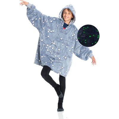 Kanguru 1303 Coperta con Cappuccio - Bambini con Costellazioni Fosforescenti - Plaid Kanguru 1303 Coperta con Cappuccio - Bambini con Costellazioni Fosforescenti - Plaid