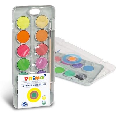 Primo Akvarelová paleta - Metalická a fluorescenční - 12 barev Primo Akvarelová paleta - Metalická a fluorescenční - 12 barev