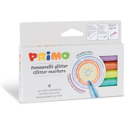 Markery brokatowe Primo 6014PEN6M - 6 sztuk wielokolorowych Markery brokatowe Primo 6014PEN6M - 6 sztuk wielokolorowych