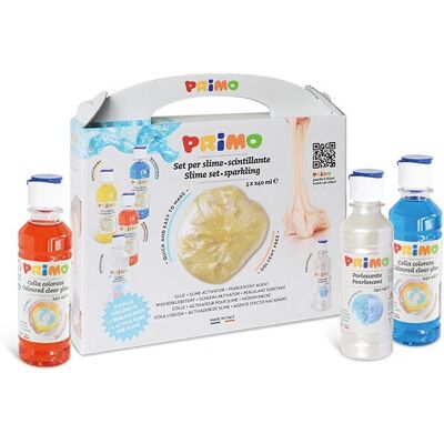 Primo 3312SLIMESET2 Zestaw do rękodzieła - 3 kolory, aktywator, brokat Primo 3312SLIMESET2 Zestaw do rękodzieła - 3 kolory, aktywator, brokat