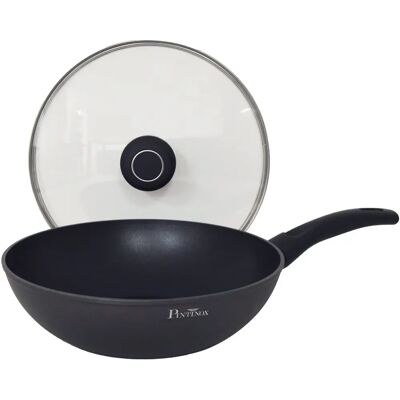 PINTINOX Power Aluminium Wok - 28cm, Antihaft, Glasdeckel PINTINOX Power Aluminium Wok - 28cm, Antihaft, Glasdeckel