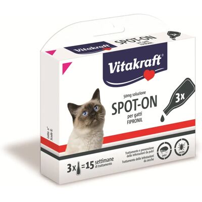 Vitakraft - Repelt Spot-On Fipronil 50 mg - 3x0,5ml - Spot-On per gatti Vitakraft - Repelt Spot-On Fipronil 50 mg - 3x0,5ml - Spot-On per gatti