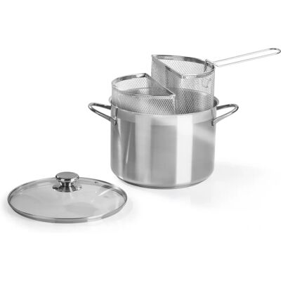 Barazzoni Model 421049524 Garnek do makaronu - Podwójny koszyk do gotowania, 9,5L Barazzoni Model 421049524 Garnek do makaronu - Podwójny koszyk do gotowania, 9,5L