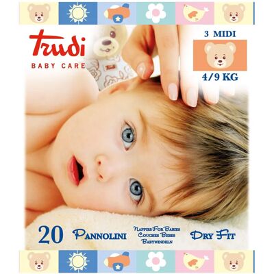 Pannolini Trudi Baby Care - Medio, 20 pezzi Pannolini Trudi Baby Care - Medio, 20 pezzi