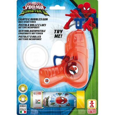 Pistolet à bulles Spider-Man de Dulcop avec lumière et bouteille de savon - Publicité Pistolet à bulles Spider-Man de Dulcop avec lumière et bouteille de savon - Publicité
