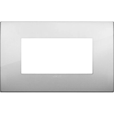 Vimar 19654.03 Placa de Pared - 4 Módulos, Plata - Tapa de Interruptor Vimar 19654.03 Placa de Pared - 4 Módulos, Plata - Tapa de Interruptor