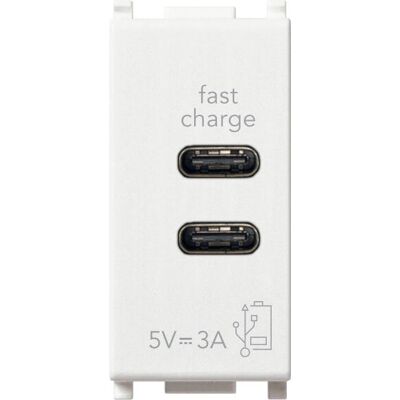 Chargeur USB Vimar 14292.CC - Prise, Blanc - Publicité Chargeur USB Vimar 14292.CC - Prise, Blanc - Publicité