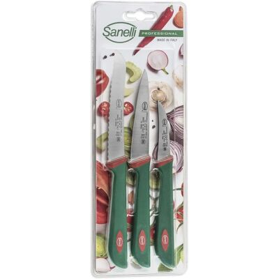 Set de Couteaux de Cuisine Sanelli Vert/Rouge - Outils Professionnels - Publicité Set de Couteaux de Cuisine Sanelli Vert/Rouge - Outils Professionnels - Publicité