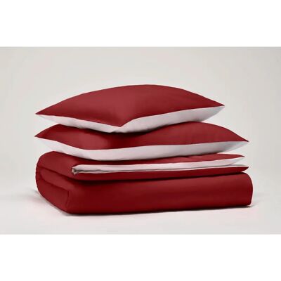Sweet Home Pantone - Parure Copripiumino Singolo 155x200 cm - Percale en coton - Bordeaux/Blanc Sweet Home Pantone - Parure Copripiumino Singolo 155x200 cm - Percale en coton - Bordeaux/Blanc
