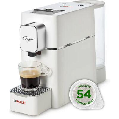 Polti Coffea S15W - Blanc / Argent - Machine à café capsules - Publicité Polti Coffea S15W - Blanc / Argent - Machine à café capsules - Publicité