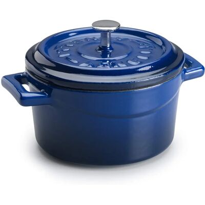 Mini Cocotte en Fonte d'Acier Agnelli - 10cm, Bleu - Ustensiles Mini Cocotte en Fonte d'Acier Agnelli - 10cm, Bleu - Ustensiles