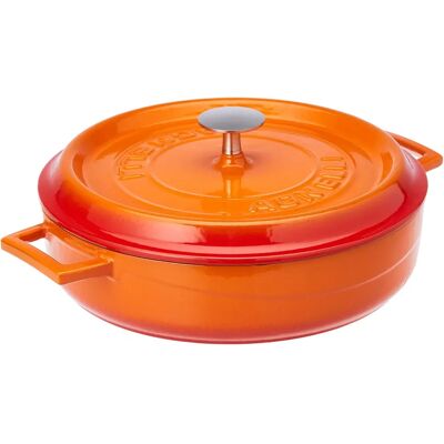 Agnelli Gietijzeren Kasserolle in Oranje - 28cm, 3,4L Agnelli Gietijzeren Kasserolle in Oranje - 28cm, 3,4L